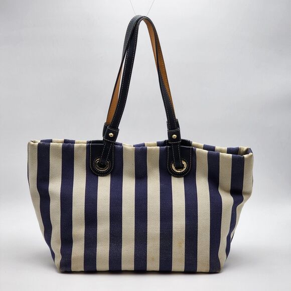 Dooney & Bourke Vintage Striped Canvas Tote Bag HTF - Picture 4 of 15